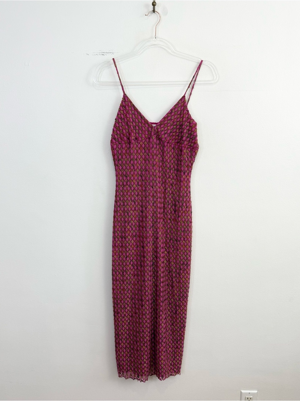 Vintage Y2K Arden B Pink Mesh Overlay Slip Dress Size Medium